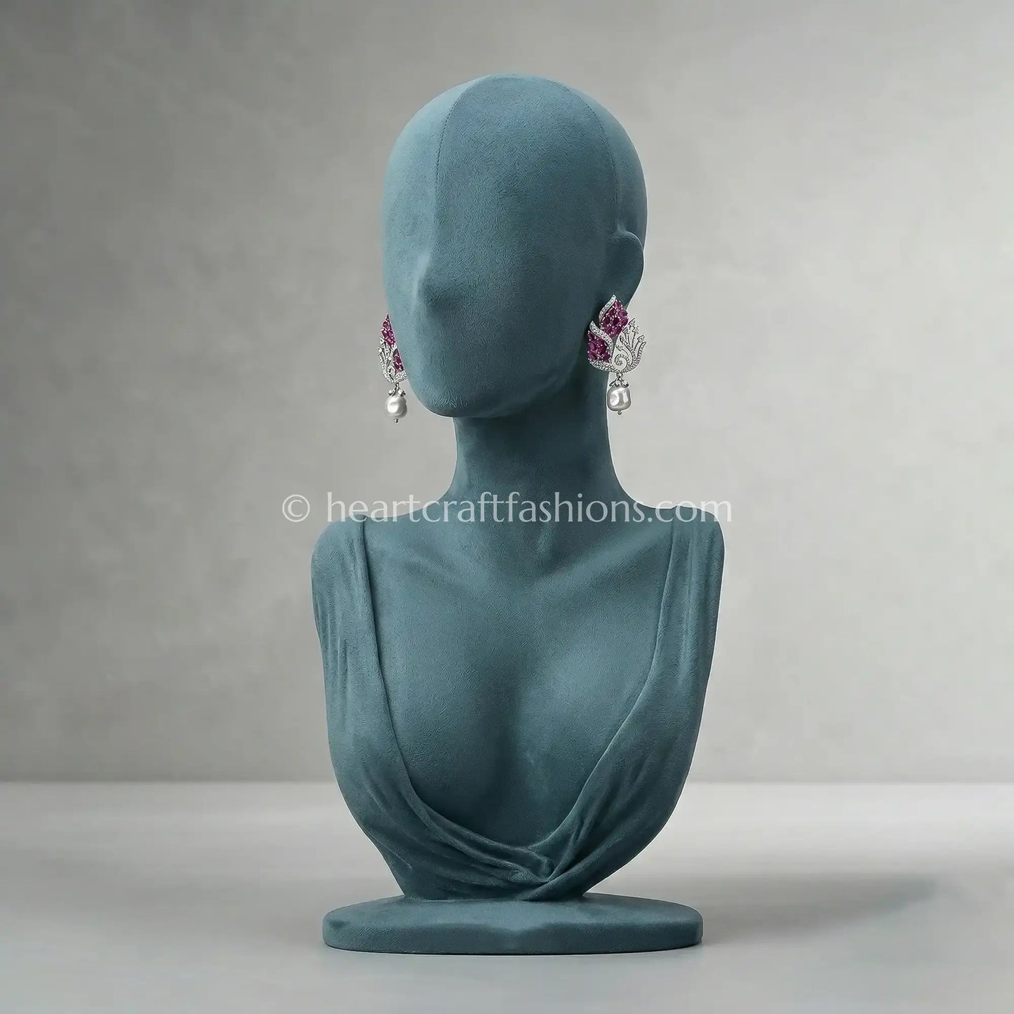 Zircon Pearl Drop Earrings – Fuchsia Pink