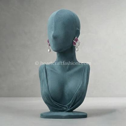 Zircon Pearl Drop Earrings – Fuchsia Pink