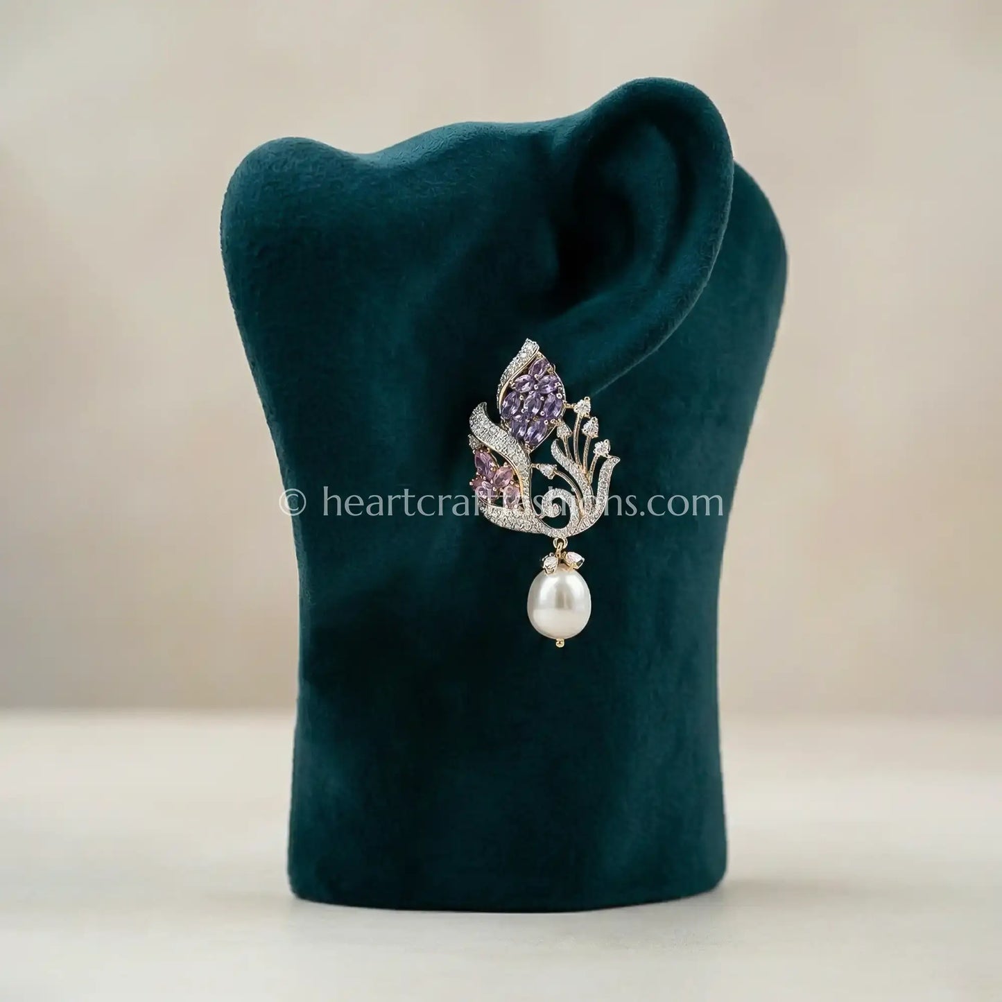 Zircon Pearl Drop Earrings – Lavender & Blush Pink